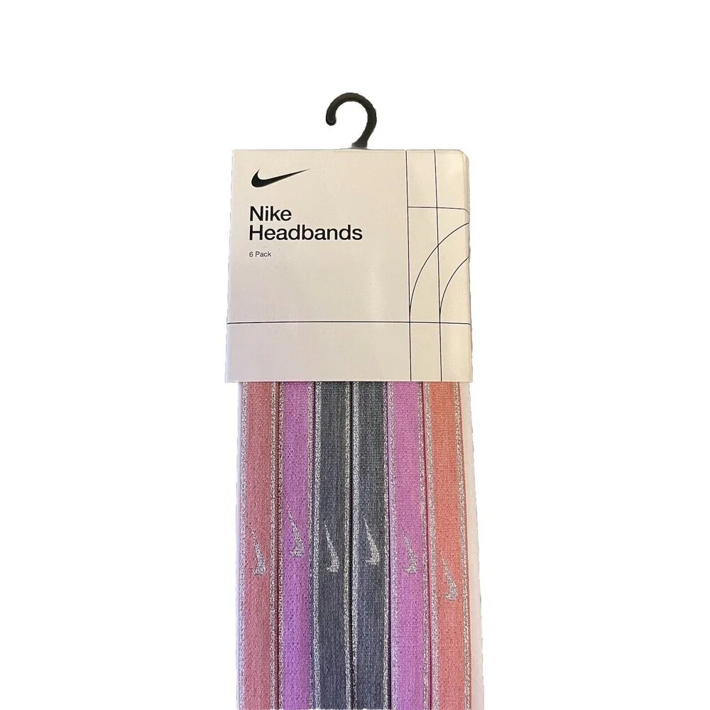 Nike Headband 6 Pack Hair Bands Colorful Silicone Slip Grip NEW
